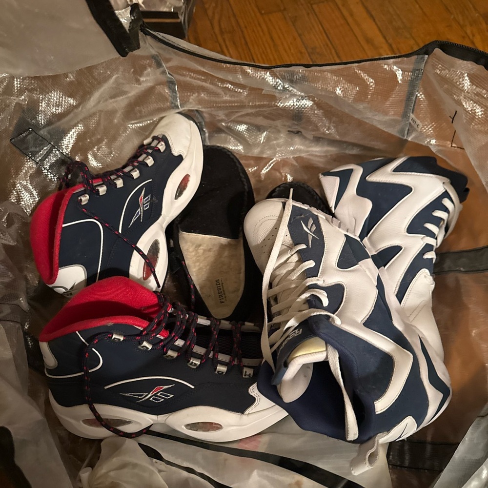 Reebok Blue and White High-Top Sneakers